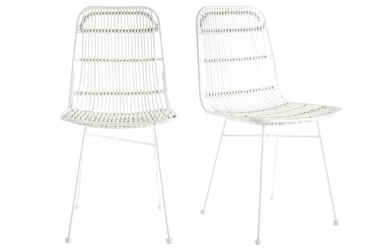 Sillas en ratn natural blanco (lote de 2) MALACCA