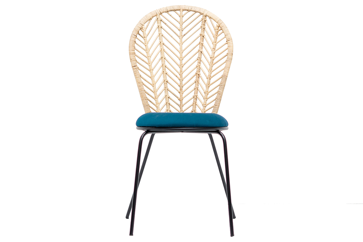 Sillas en ratn y patas metal (lote de 2) PEACOCK