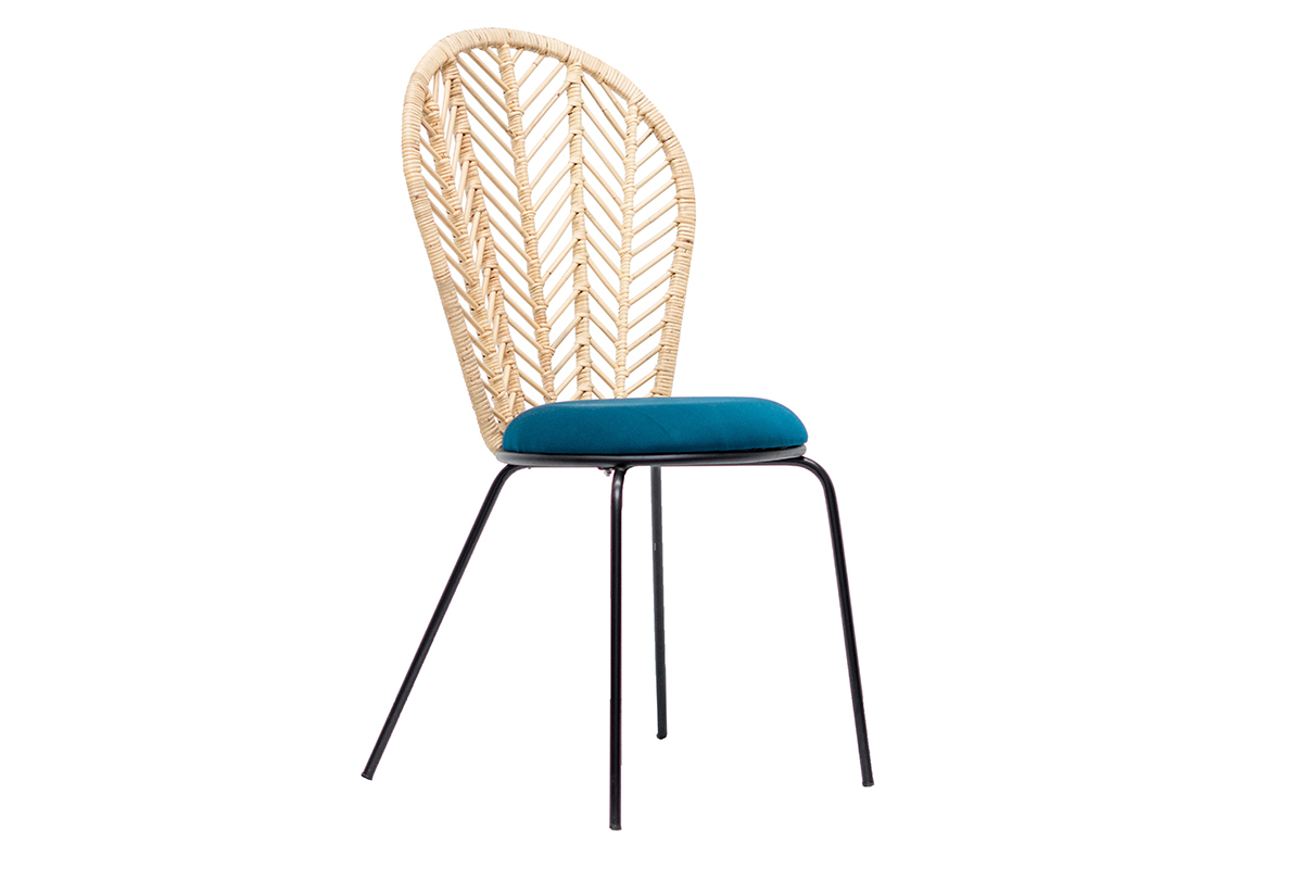 Sillas en ratn y patas metal (lote de 2) PEACOCK