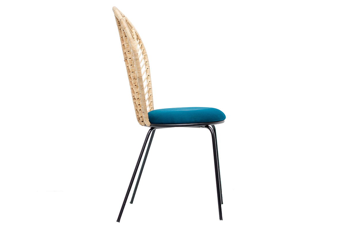 Sillas en ratn y patas metal (lote de 2) PEACOCK