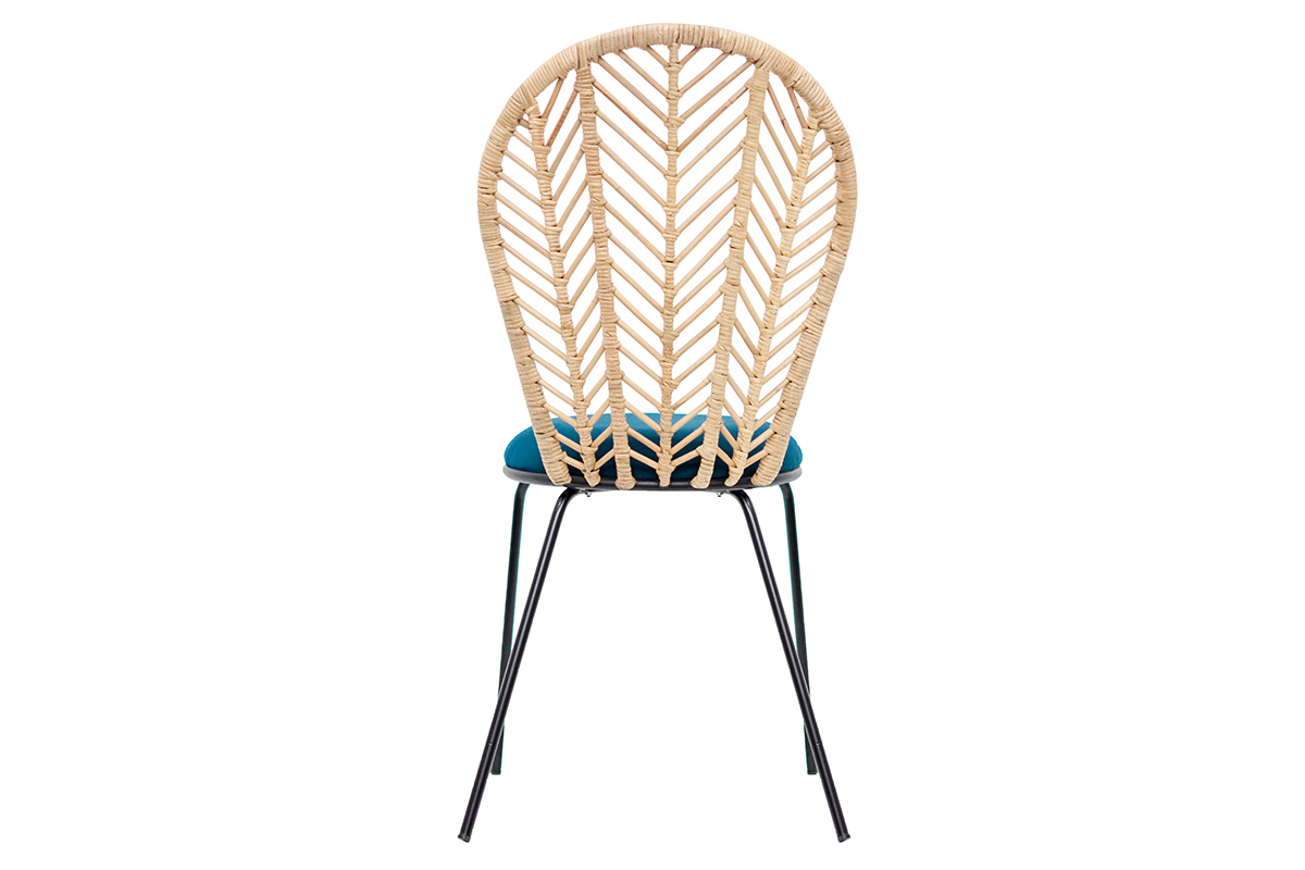Sillas en ratn y patas metal (lote de 2) PEACOCK
