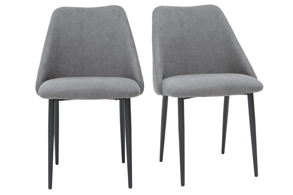 Sillas en tejido efecto terciopelo gris (lote de 2) ELLO