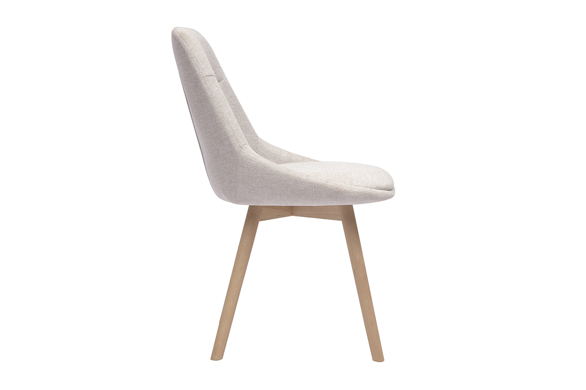 Silla ALESS de tejido beige efecto terciopelo, vista de perfil.