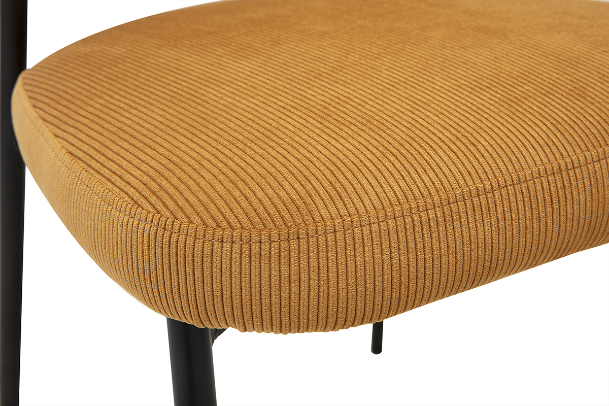 Sillas en terciopelo acanalado amarillo curry y metal negro (lote de 2) BREKA