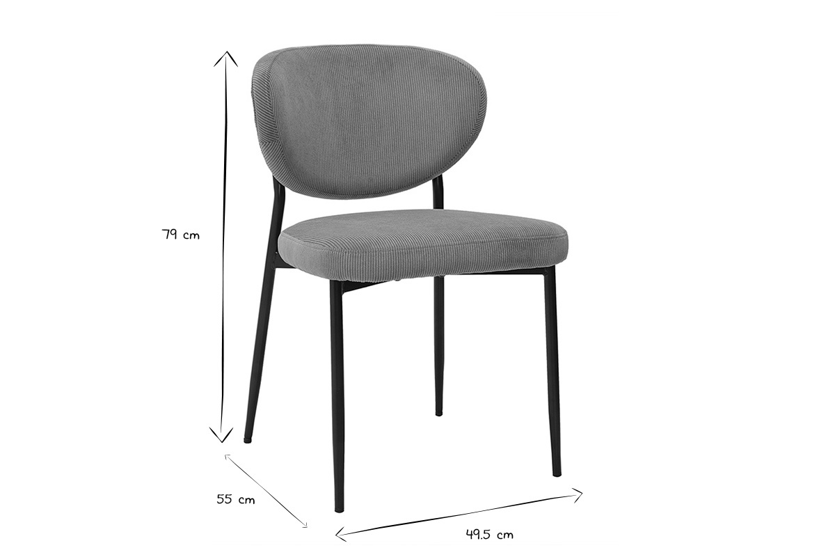 Sillas en terciopelo acanalado amarillo curry y metal negro (lote de 2) BREKA