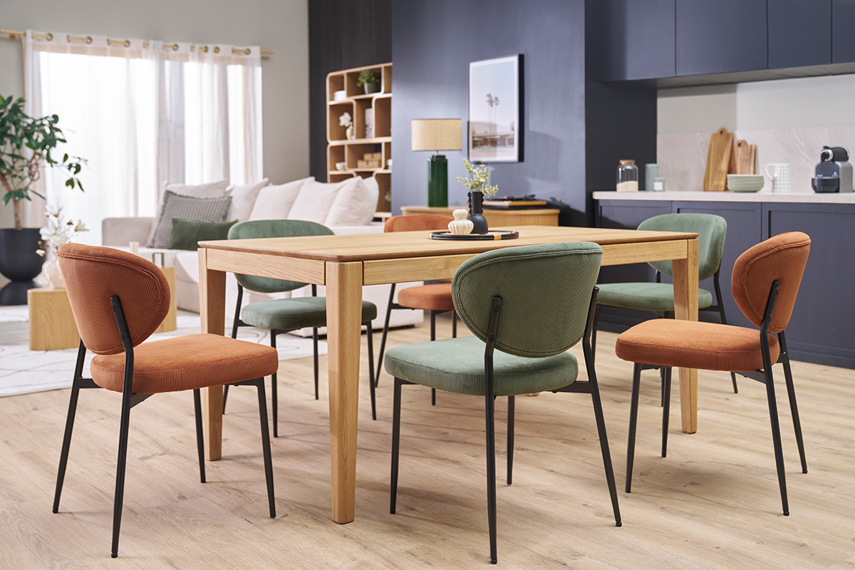 Sillas en terciopelo acanalado color tierra quemada y metal negro (juego de 2) BREKA