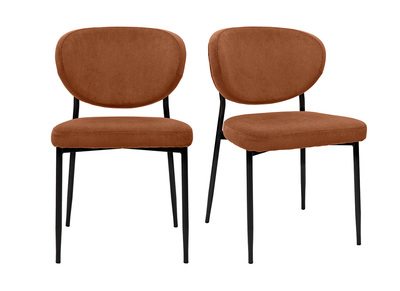 Sillas en terciopelo acanalado color tierra quemada y metal negro (juego de 2) BREKA