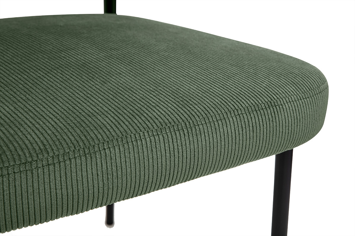 Sillas en terciopelo acanalado verde caqui y metal negro (pack de 2) BREKA
