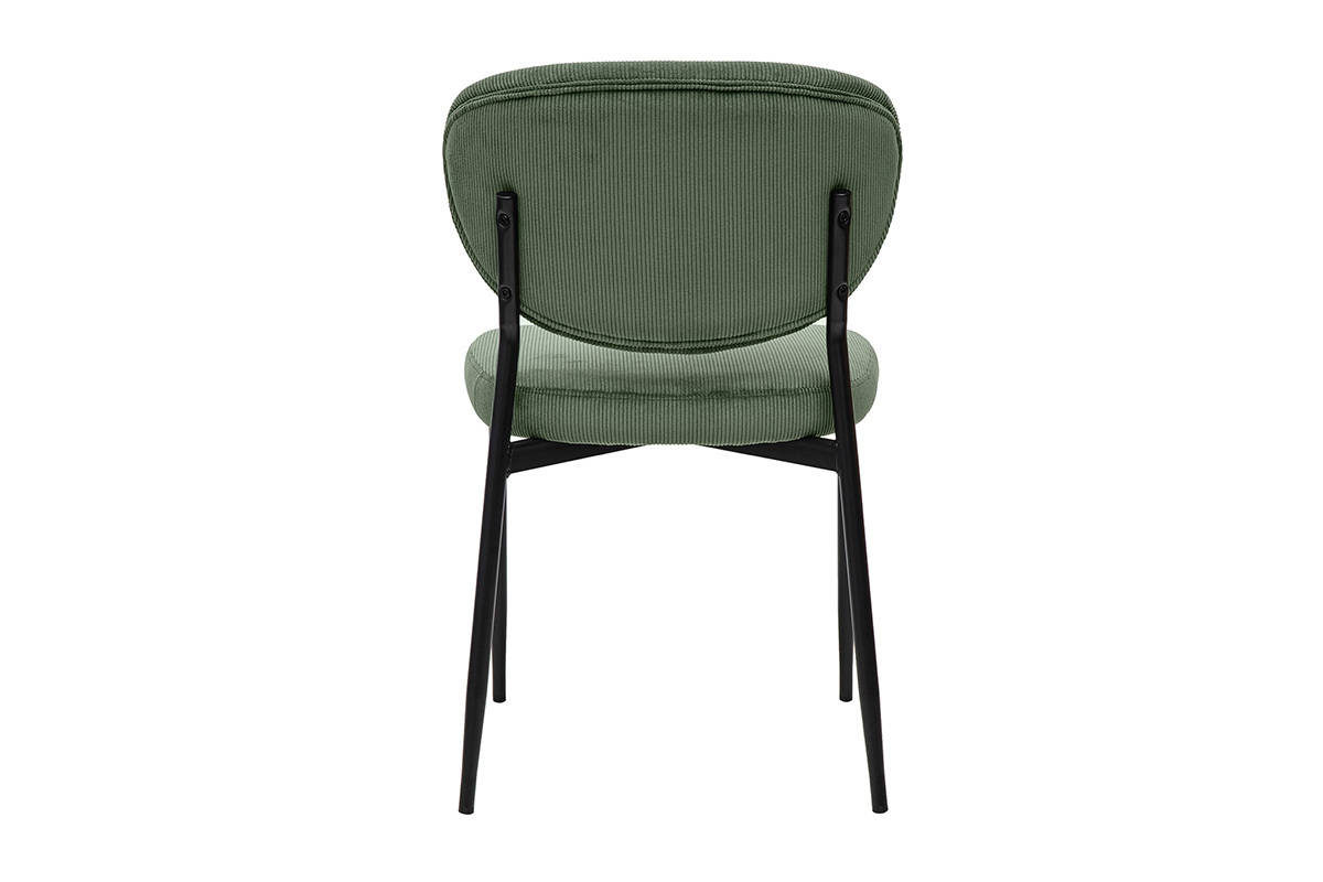 Sillas en terciopelo acanalado verde caqui y metal negro (pack de 2) BREKA