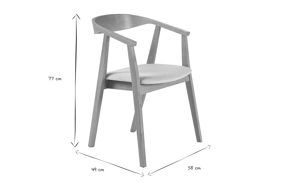 Dimensiones de las sillas BAHIA en negro y blanco: 77 cm de altura, 49 cm de anchura, 58 cm de profundidad.