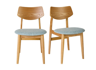 Sillas escandinavas de madera clara y tela celad&oacute;n (lote de 2) ELION