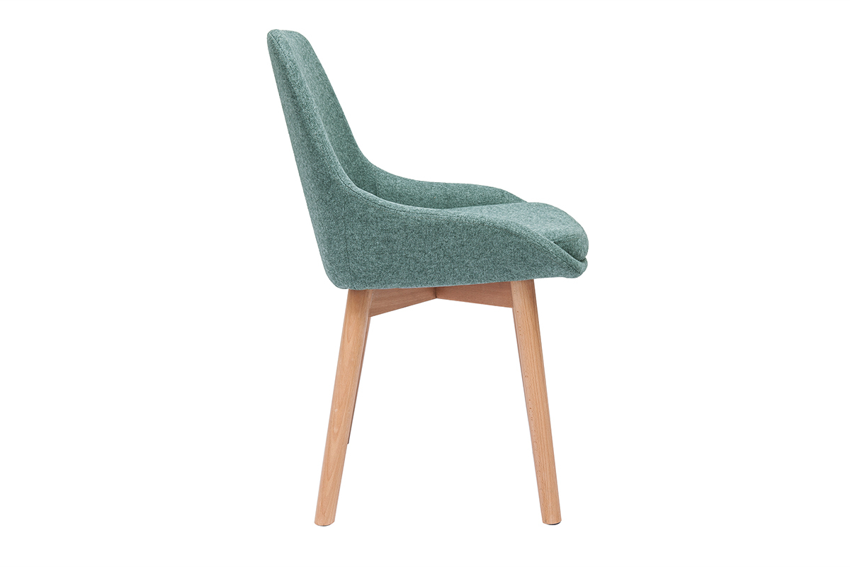 Sillas escandinavas de tejido verde gris�ceo y madera clara maciza (lote de 2) HOLO