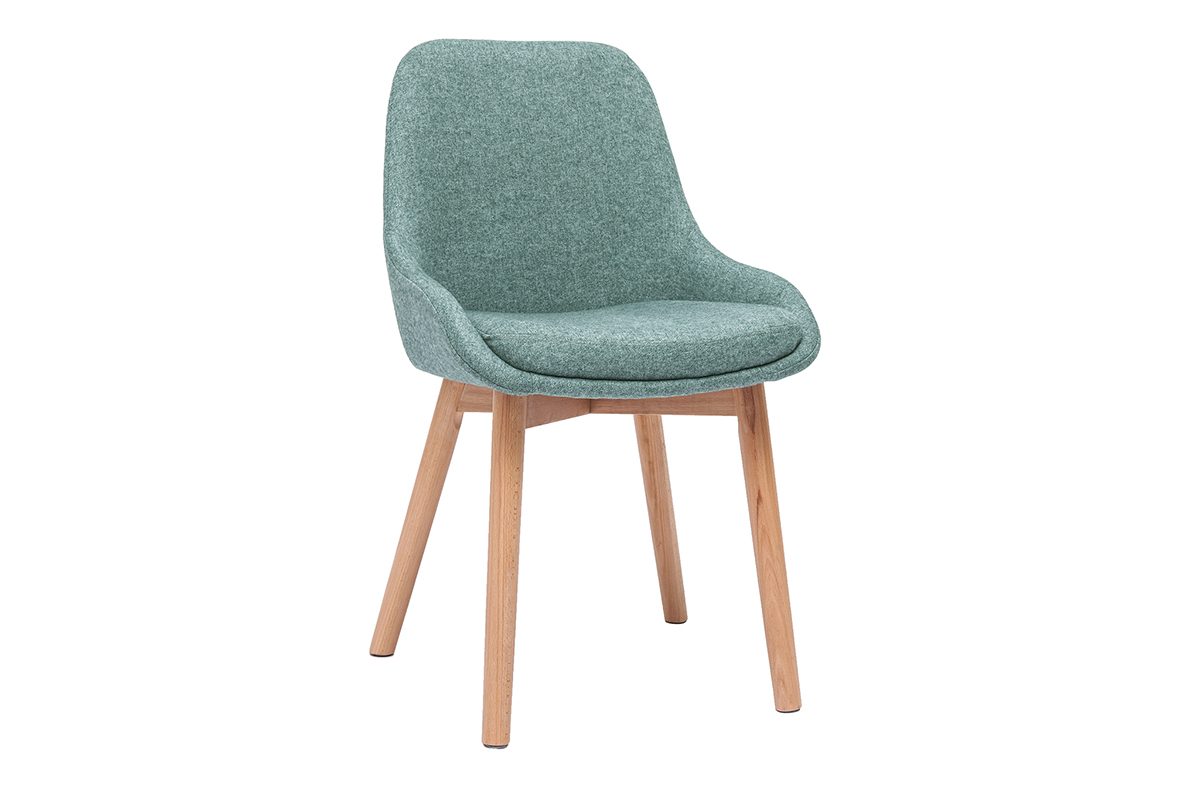 Sillas escandinavas de tejido verde gris�ceo y madera clara maciza (lote de 2) HOLO
