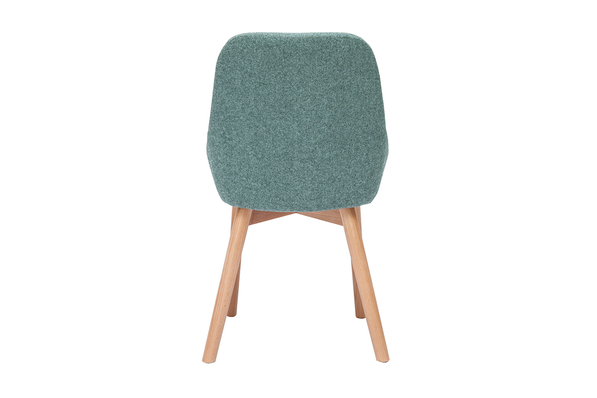 Sillas escandinavas de tejido verde gris�ceo y madera clara maciza (lote de 2) HOLO