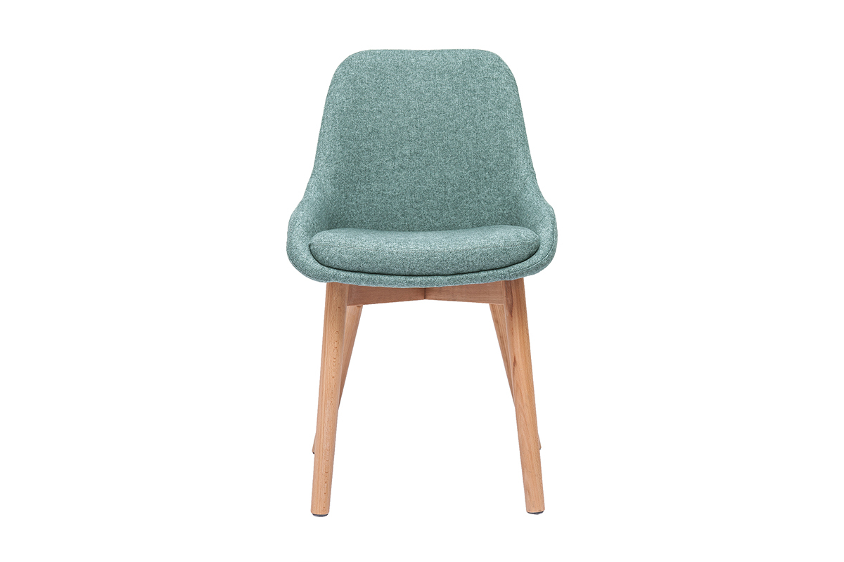 Sillas escandinavas de tejido verde gris�ceo y madera clara maciza (lote de 2) HOLO