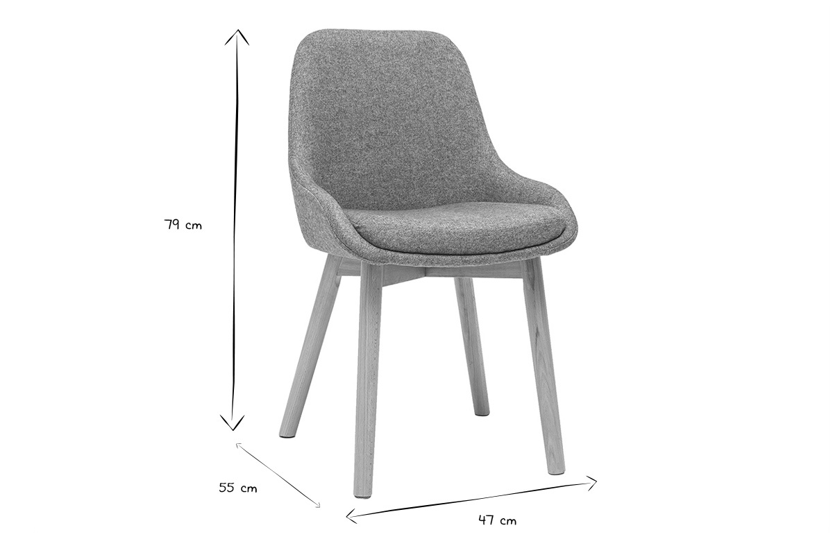 Sillas escandinavas de tejido verde gris�ceo y madera clara maciza (lote de 2) HOLO