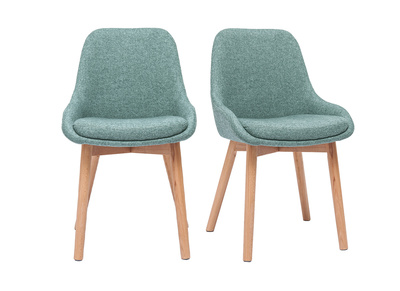 Sillas escandinavas de tejido verde gris&aacute;ceo y madera clara maciza (lote de 2) HOLO