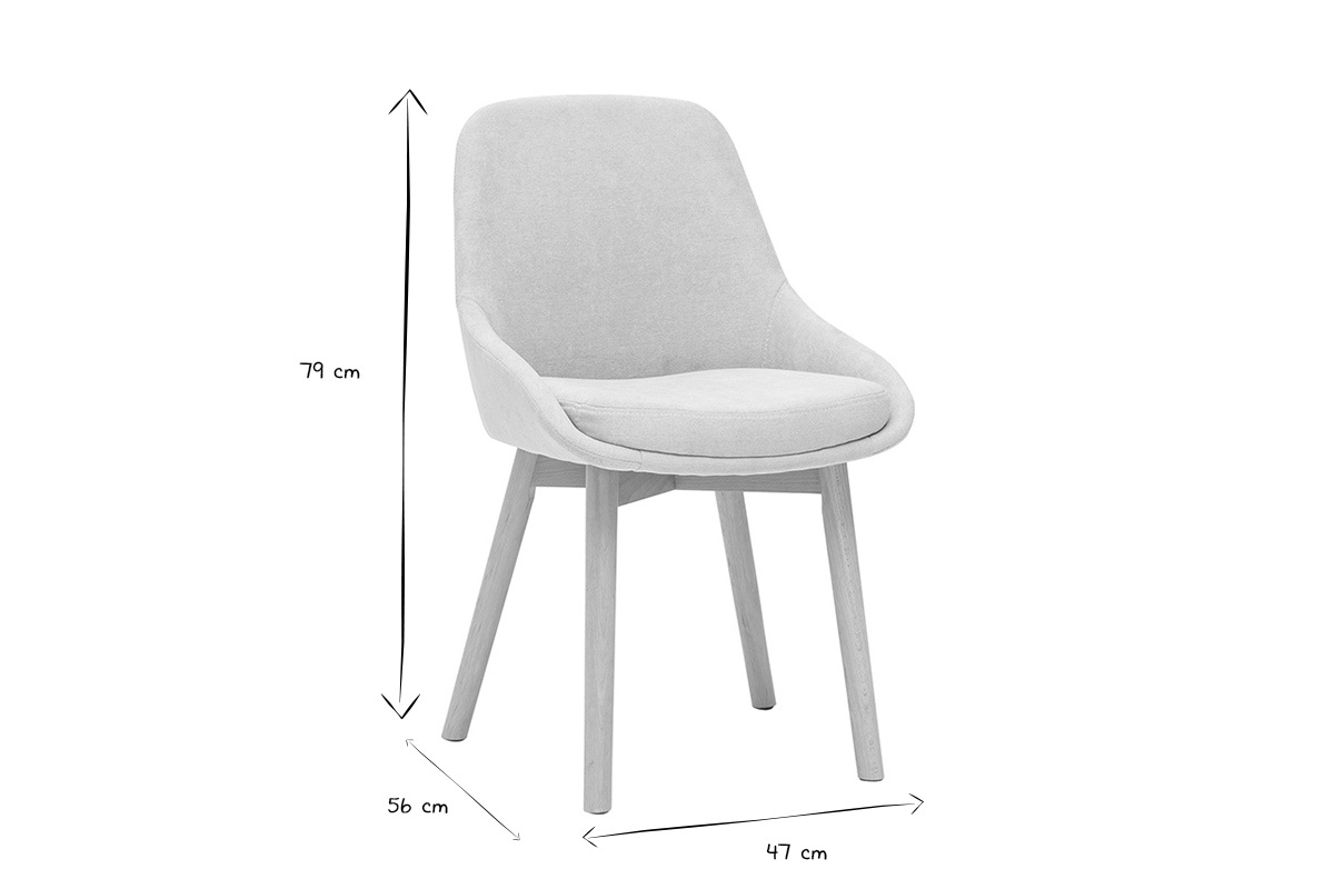 Sillas escandinavas de tela efecto terciopelo beige y madera clara maciza (lote de 2) HOLO