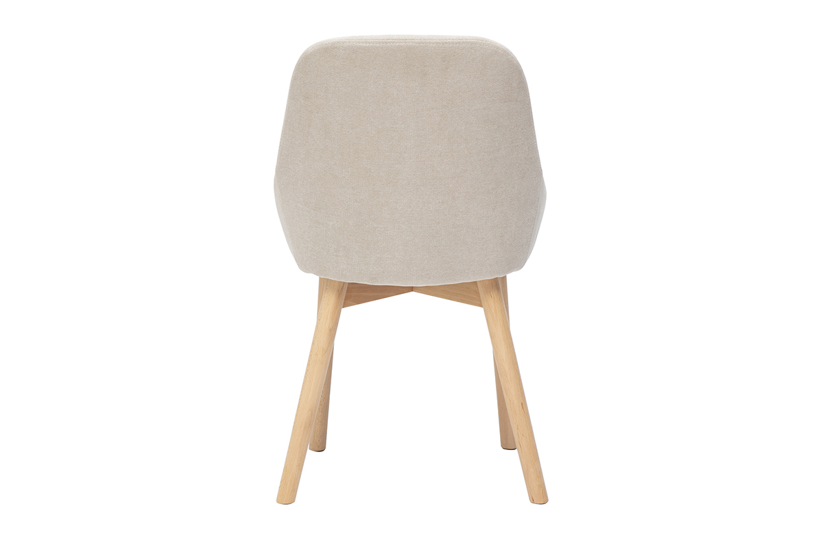 Sillas escandinavas de tela efecto terciopelo beige y madera clara maciza (lote de 2) HOLO