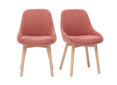 Sillas escandinavas de tela efecto terciopelo texturizado terracota y madera clara maciza (juego de 2) HOLO