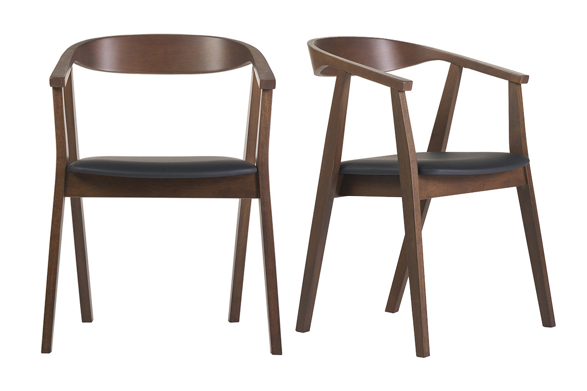 Sillas escandinavas diseo negro y madera oscura (juego de 2) BAHIA