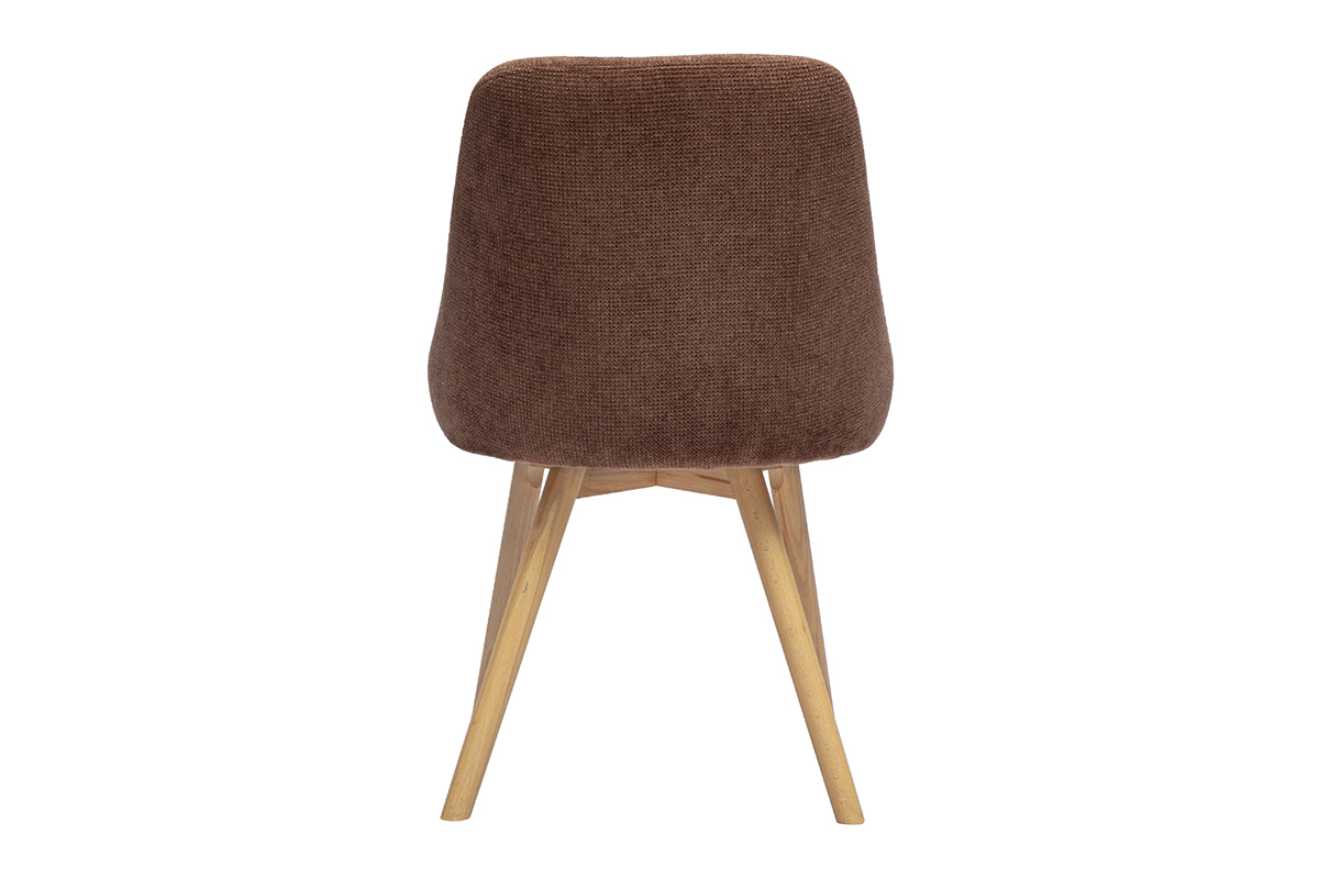 Sillas escandinavas en tejido efecto terciopelo texturizado terracota y madera clara (lote de 2) HASTA