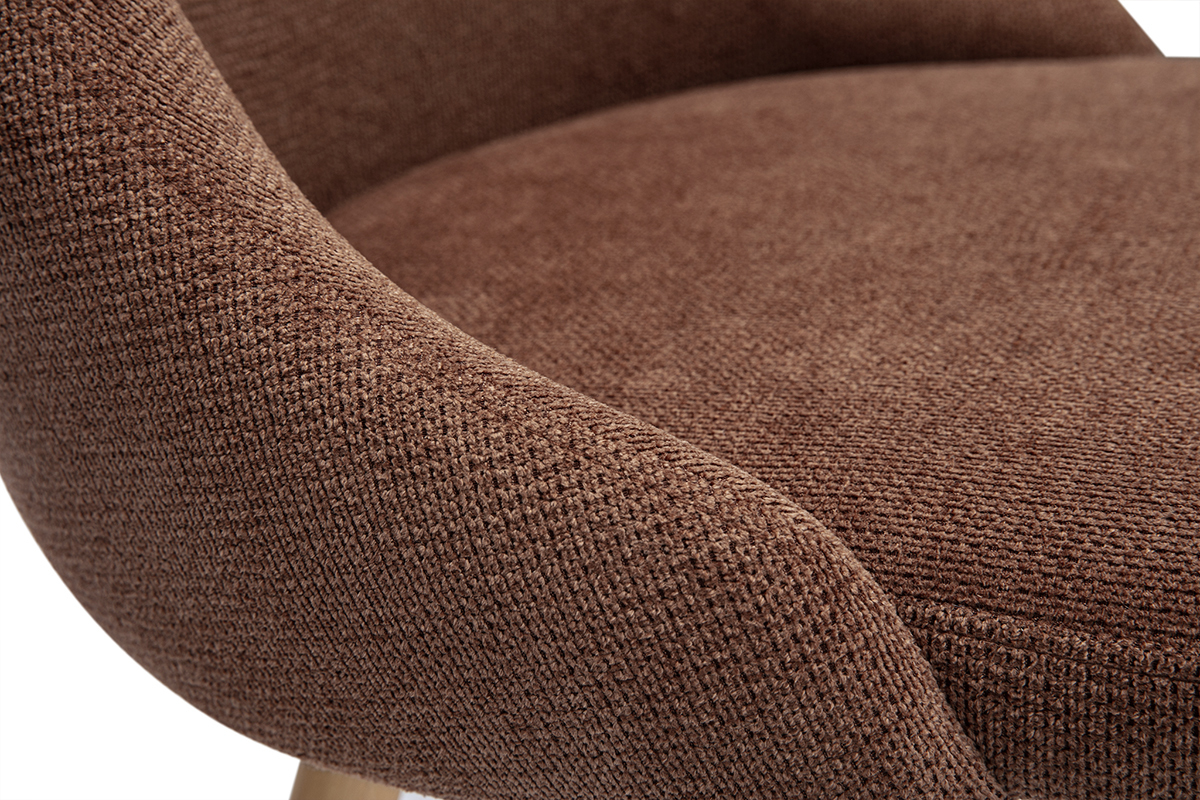 Sillas escandinavas en tejido efecto terciopelo texturizado terracota y madera clara (lote de 2) HASTA