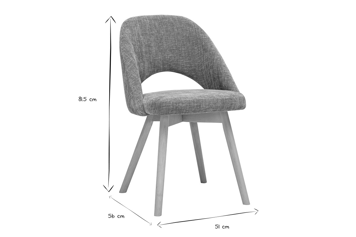 Dimensiones de las sillas escandinavas COSETTE en negro y blanco: altura 81,5 cm, profundidad 56 cm, anchura 51 cm.