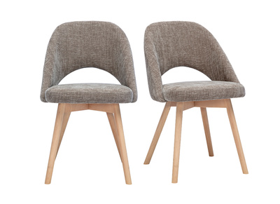 Sillas escandinavas en tejido efecto terciopelo texturizado topo y madera clara (lote de 2) COSETTE