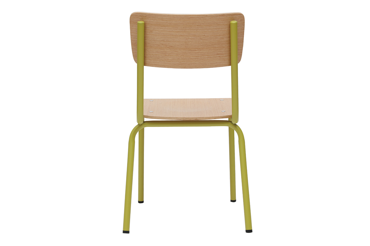 Sillas escolares apilables en metal amarillo y madera clara (lote de 2) SCHOOL