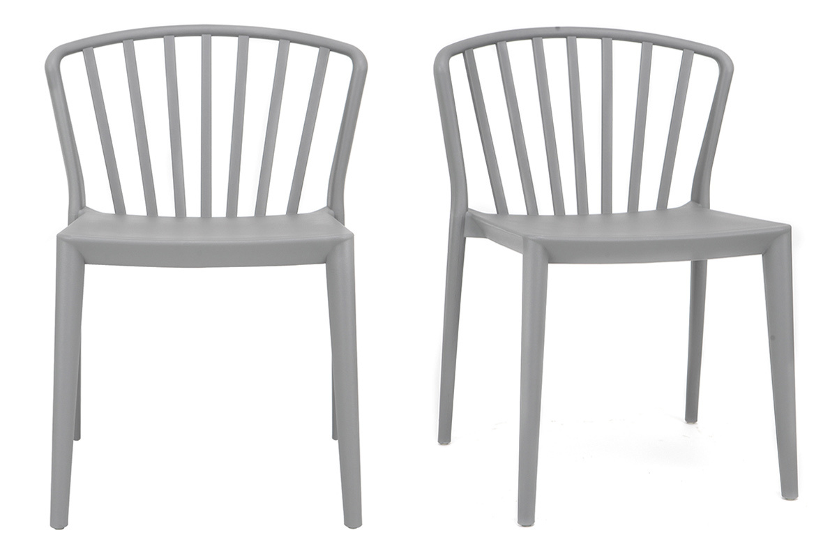 Sillas modernas apilables grises interior / exterior - lote de 2 PATIO