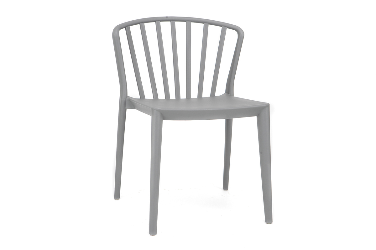 Sillas modernas apilables grises interior / exterior - lote de 2 PATIO