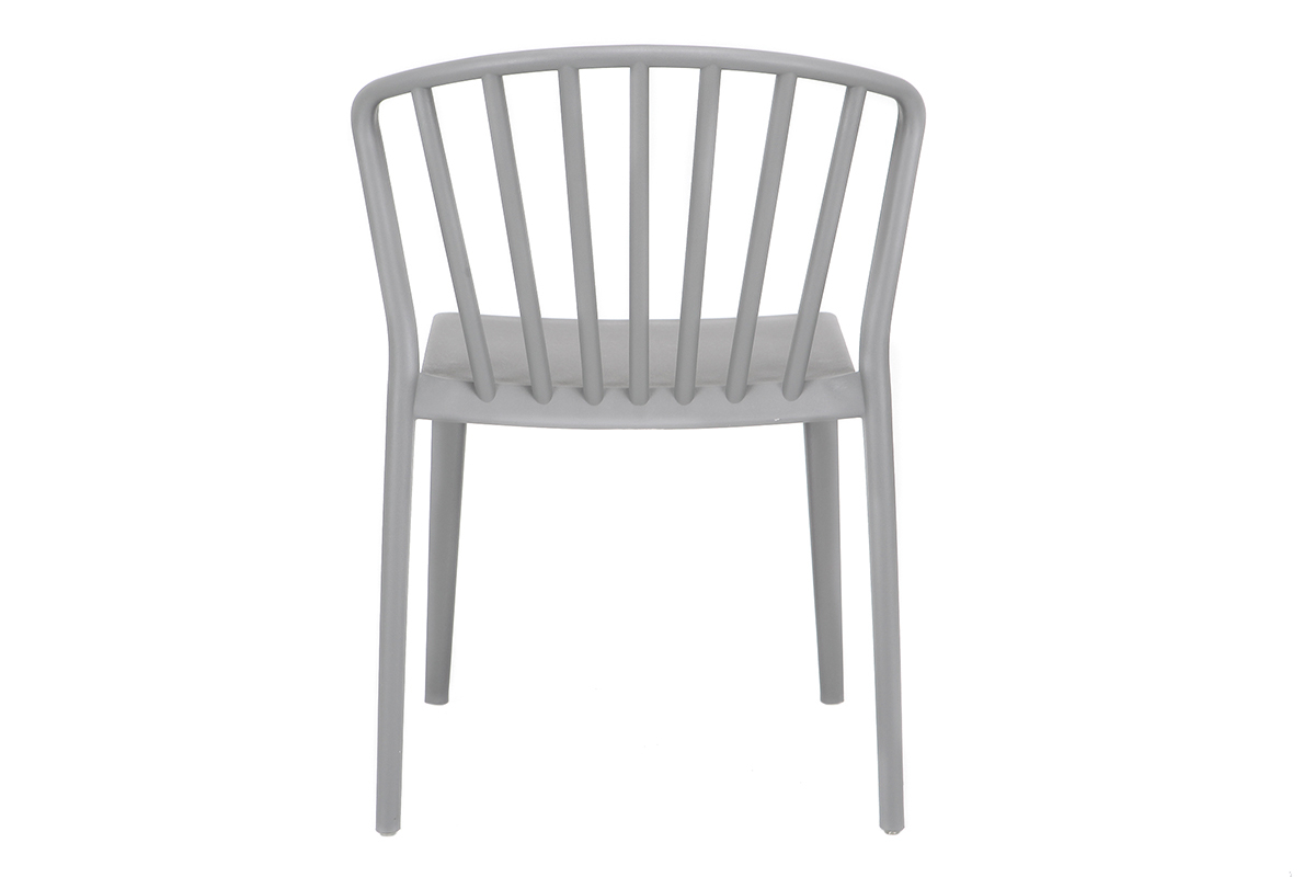 Sillas modernas apilables grises interior / exterior - lote de 2 PATIO