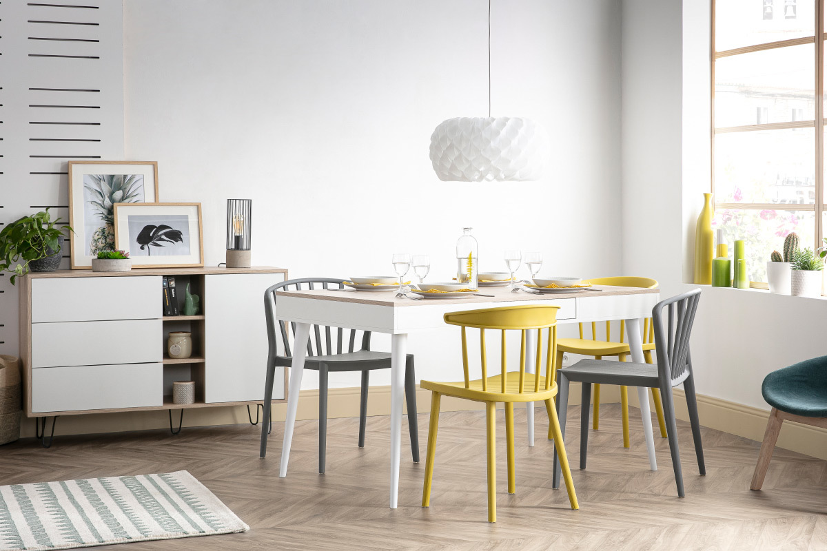 Sillas modernas apilables grises interior / exterior - lote de 2 PATIO