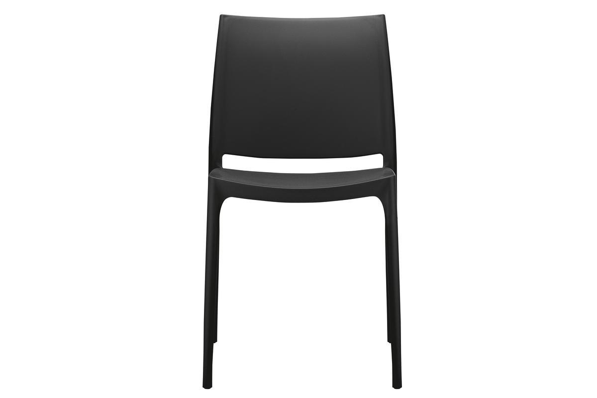 Sillas modernas apilables negras interior / exterior (lote de 4) CALAO