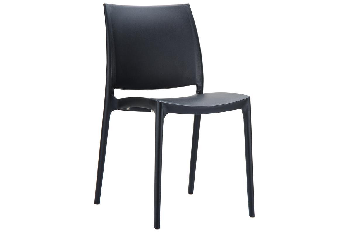 Sillas modernas apilables negras interior / exterior (lote de 4) CALAO