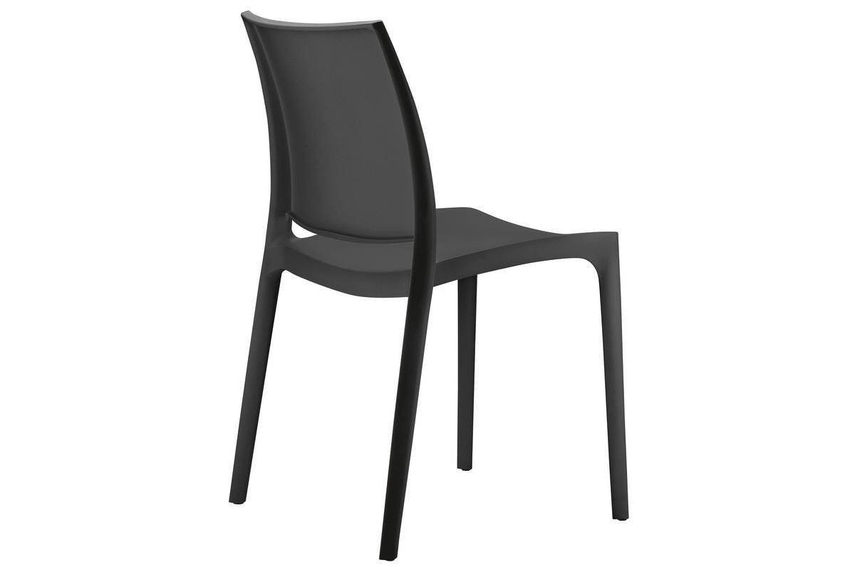 Sillas modernas apilables negras interior / exterior (lote de 4) CALAO
