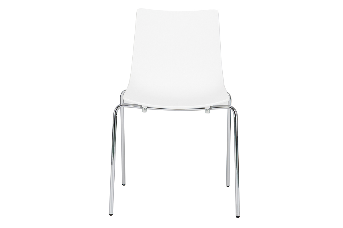 Sillas modernas blancas apilables con patas en metal - lote de 2 CELEBRATION