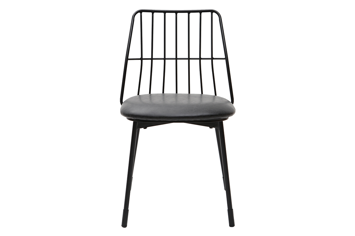 Sillas modernas en metal negro con cojn (lote de 2) GRID