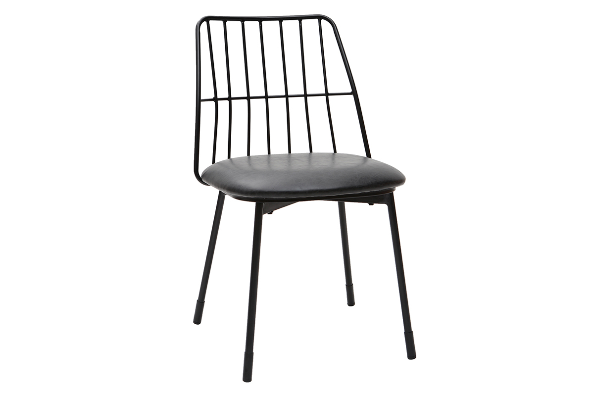 Sillas modernas en metal negro con cojn (lote de 2) GRID