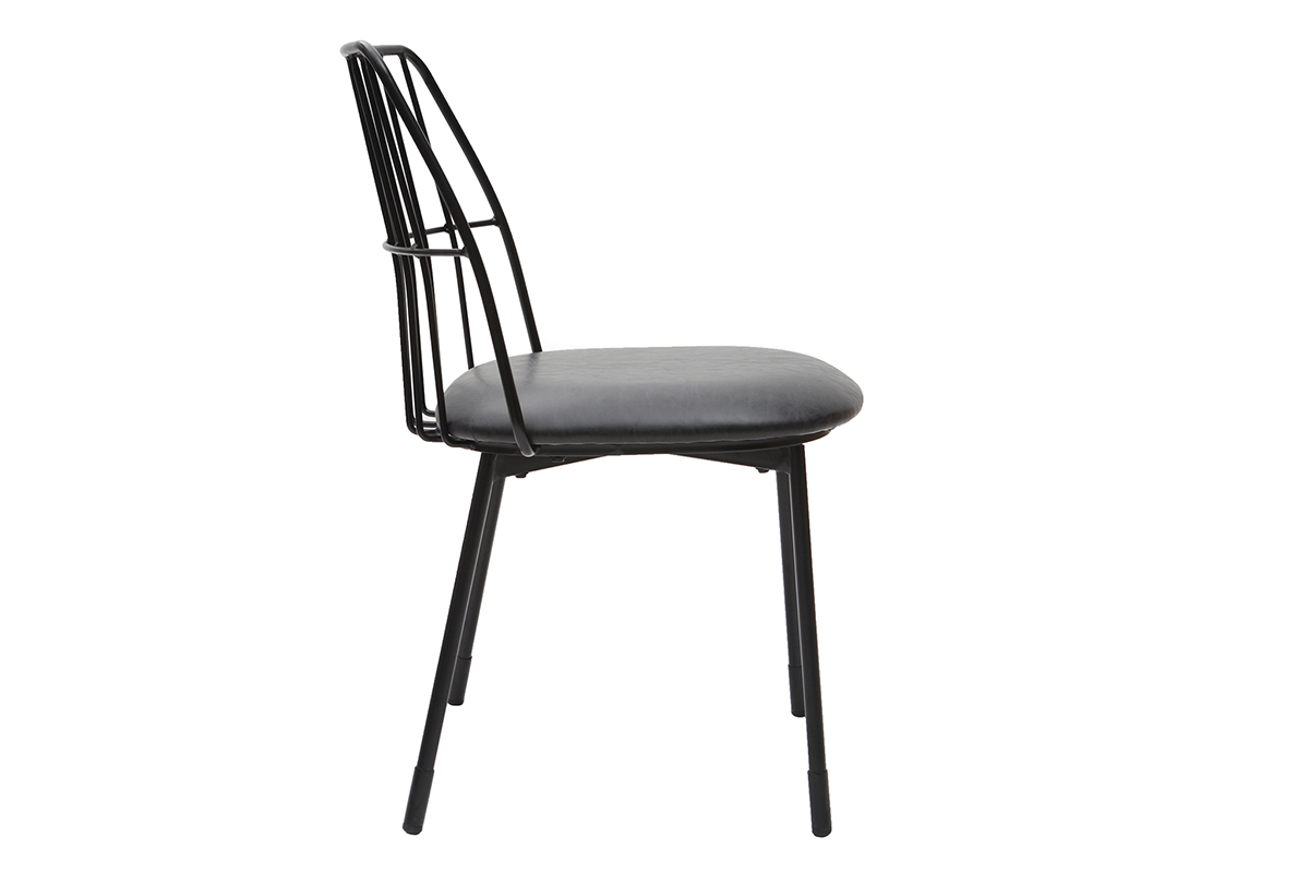 Sillas modernas en metal negro con cojn (lote de 2) GRID