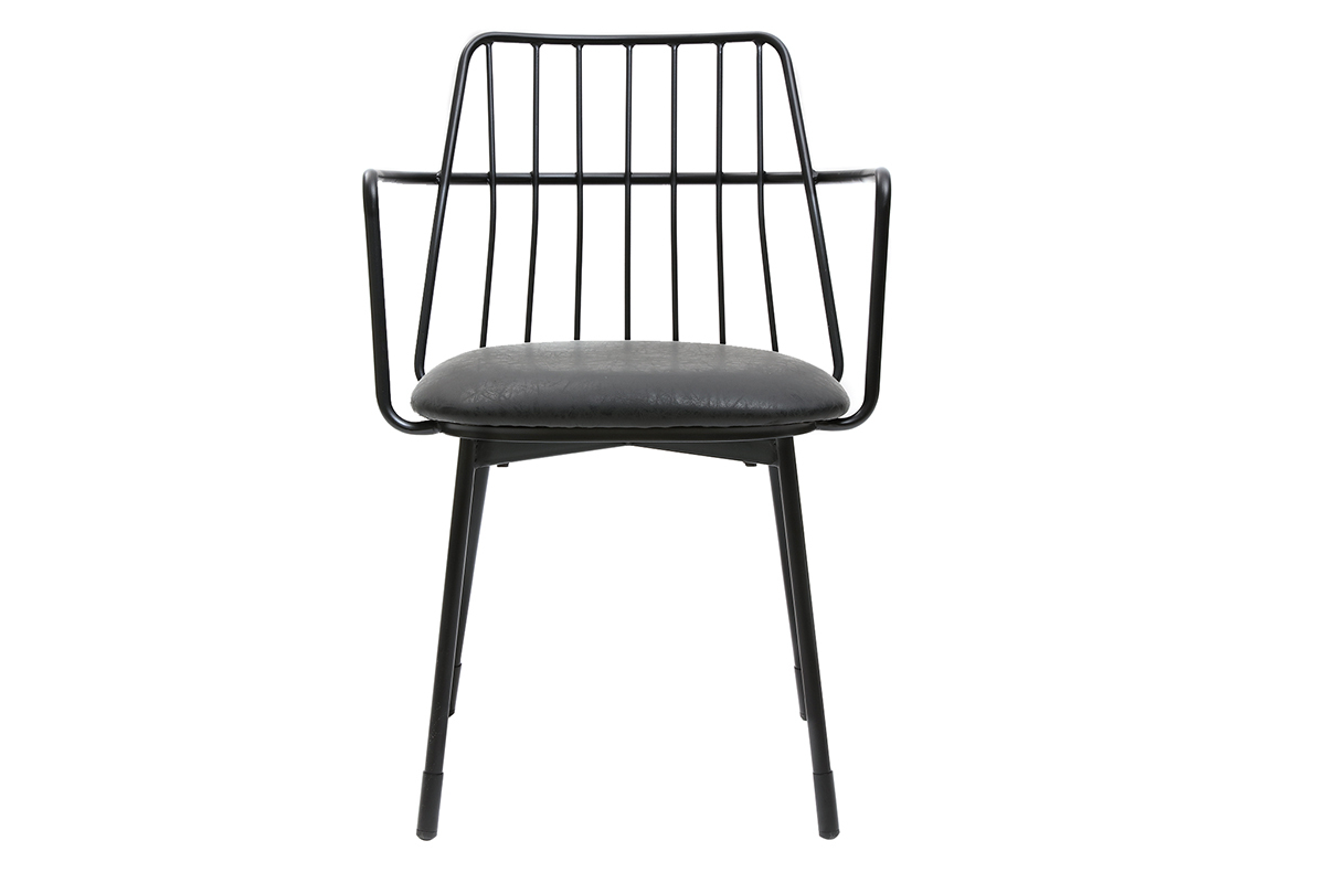 Sillas modernas en metal negro con coj�n (lote de 2) GRID
