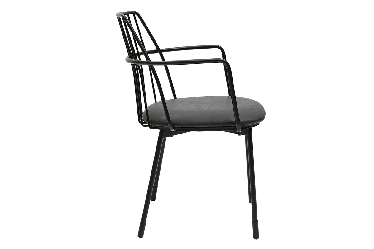 Sillas modernas en metal negro con coj�n (lote de 2) GRID