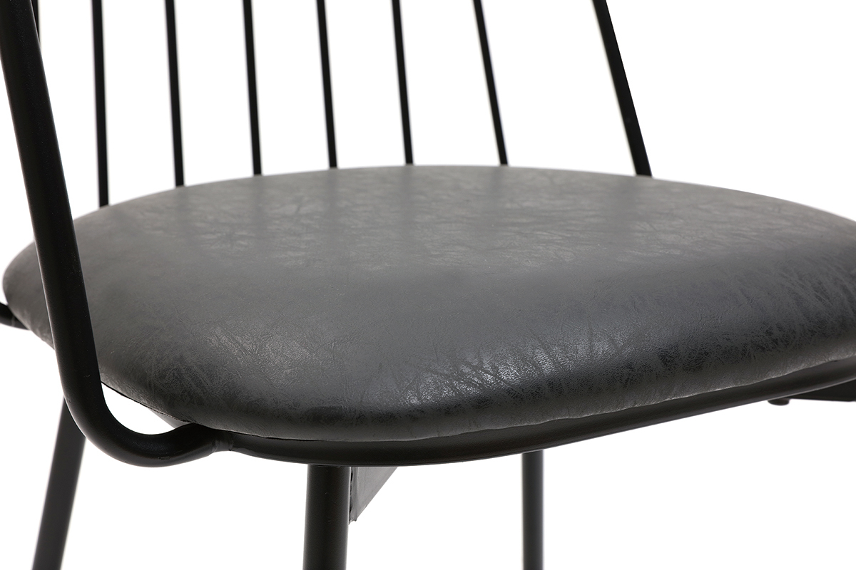 Sillas modernas en metal negro con coj�n (lote de 2) GRID