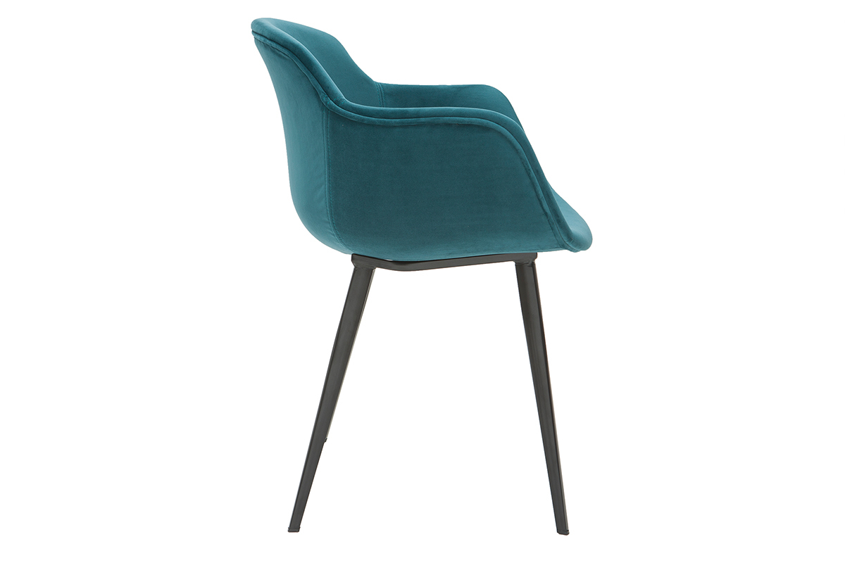 Sillas modernas en tejido efecto terciopelo azul petrleo (lote de 2) SAKE