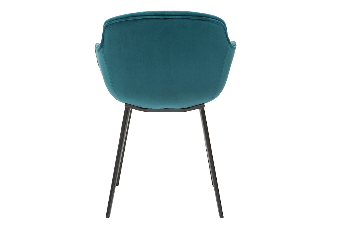 Sillas modernas en tejido efecto terciopelo azul petrleo (lote de 2) SAKE
