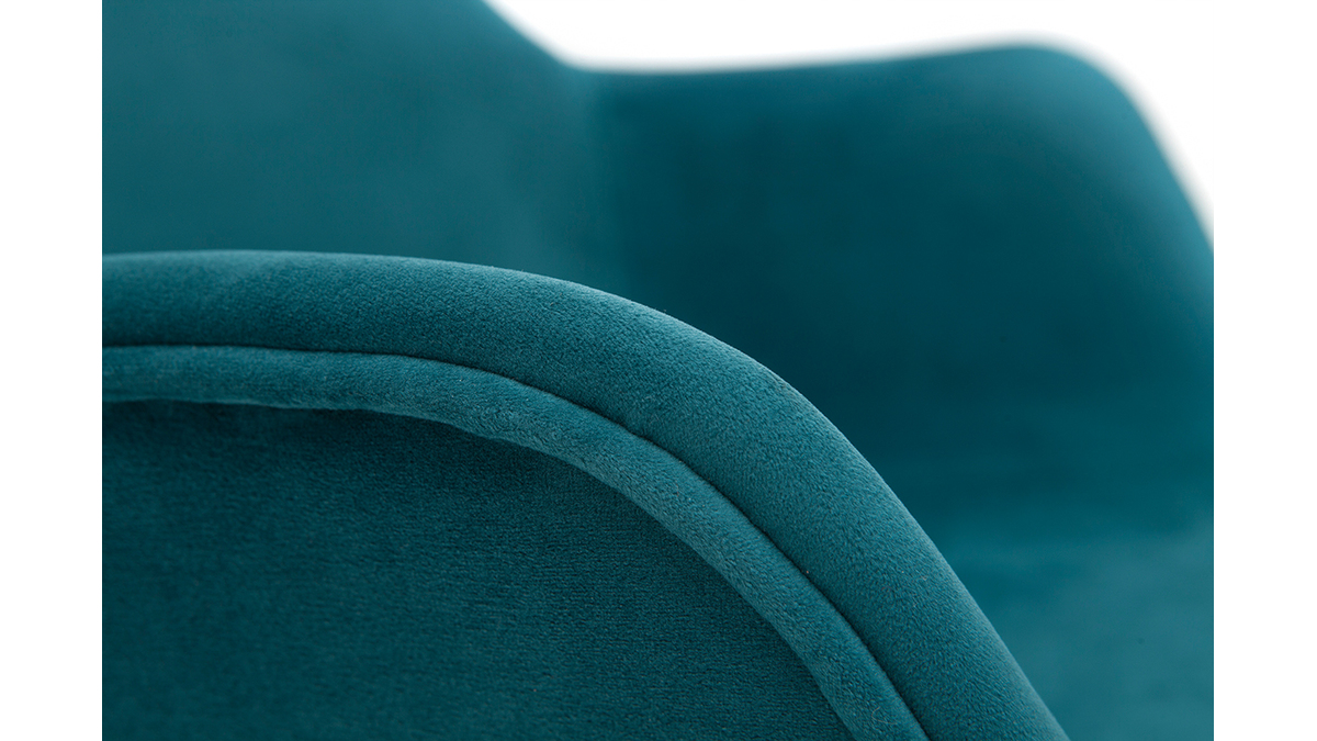 Sillas modernas en tejido efecto terciopelo azul petrleo (lote de 2) SAKE
