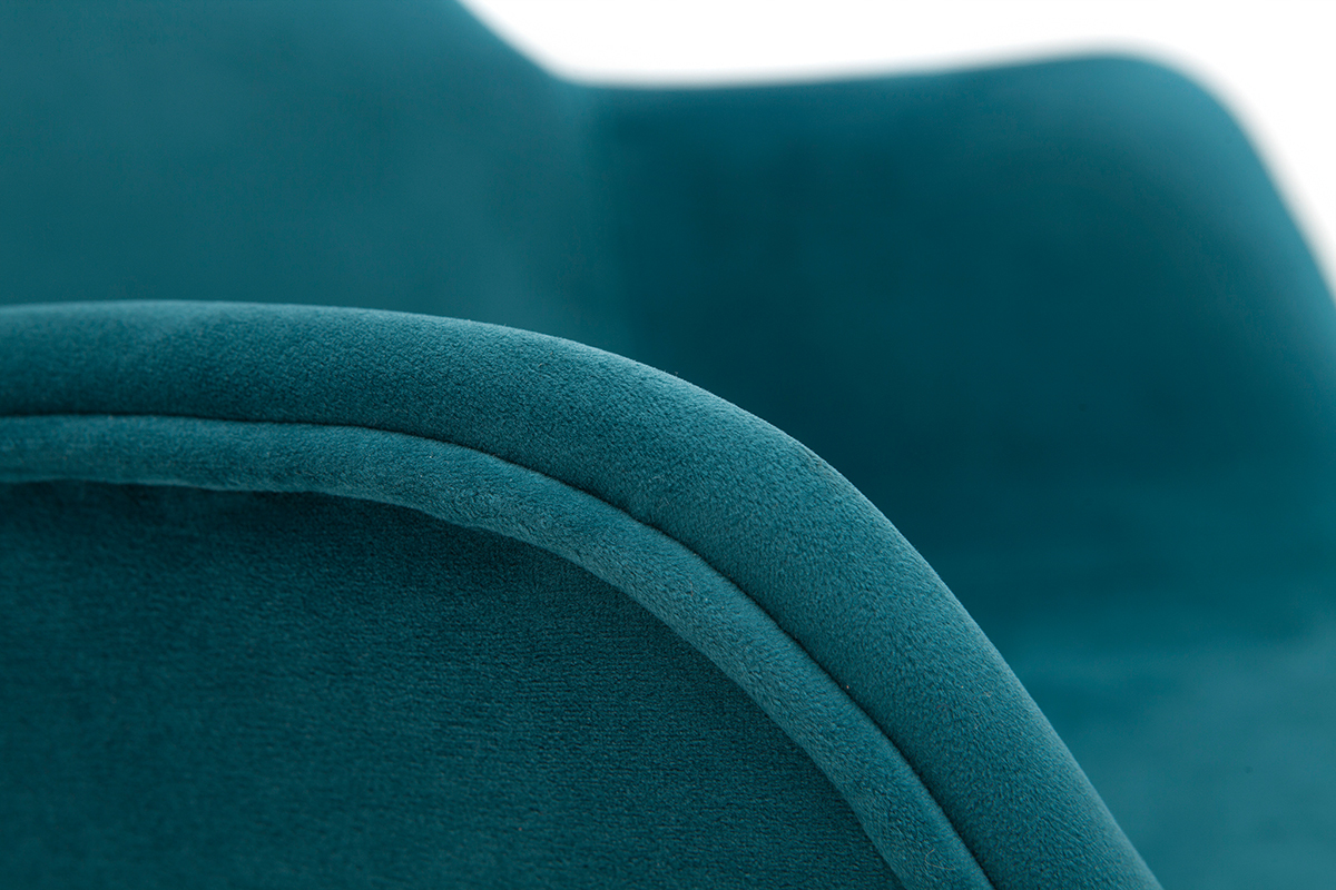 Sillas modernas en tejido efecto terciopelo azul petrleo (lote de 2) SAKE