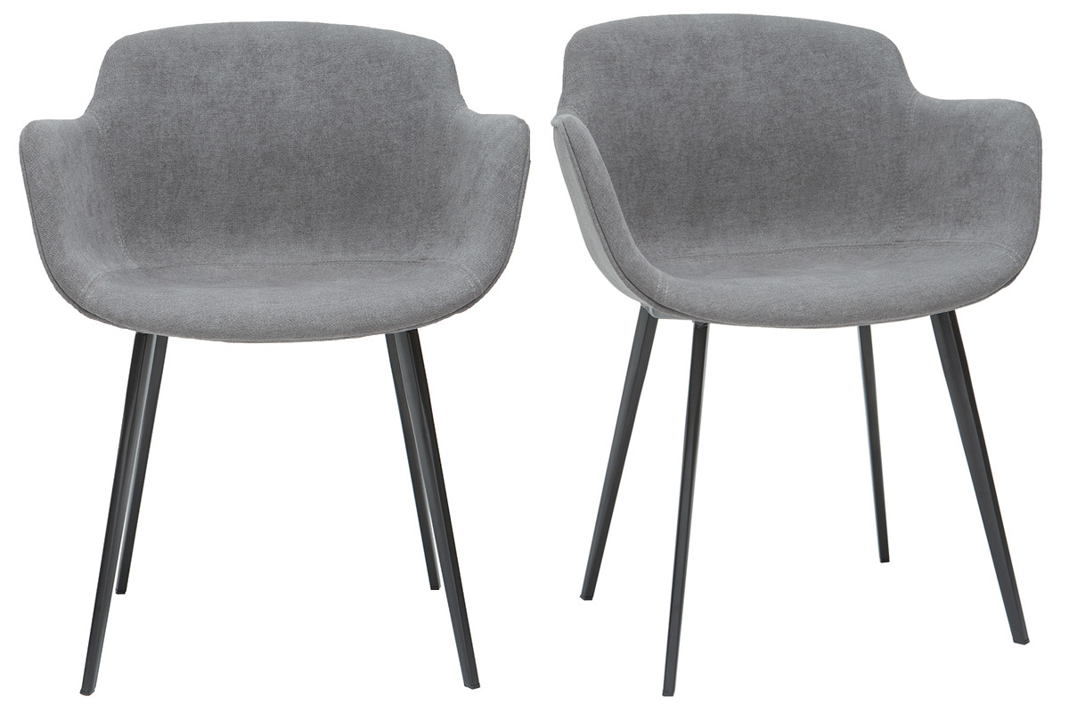 Sillas modernas en tejido efecto terciopelo gris (lote de 2) SAKE