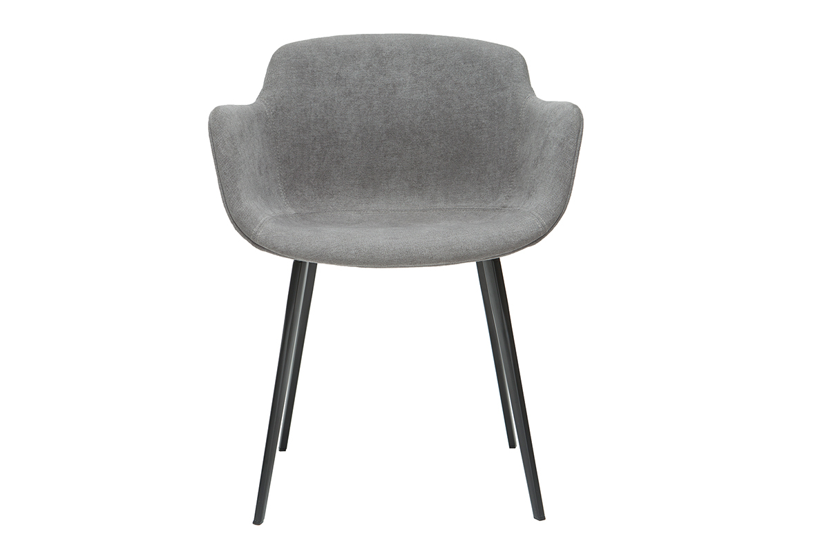 Sillas modernas en tejido efecto terciopelo gris (lote de 2) SAKE